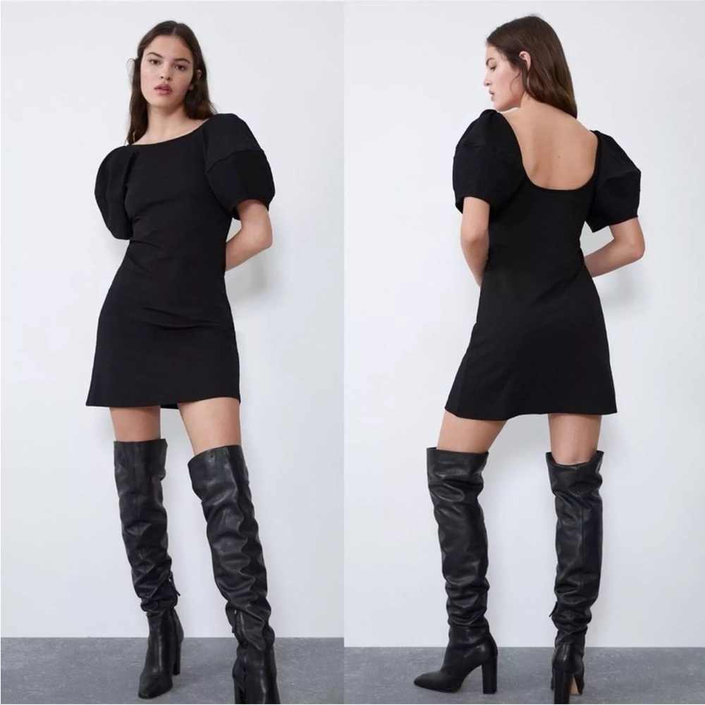EUC Zara Puff Sleeve Sweater Mini Dress